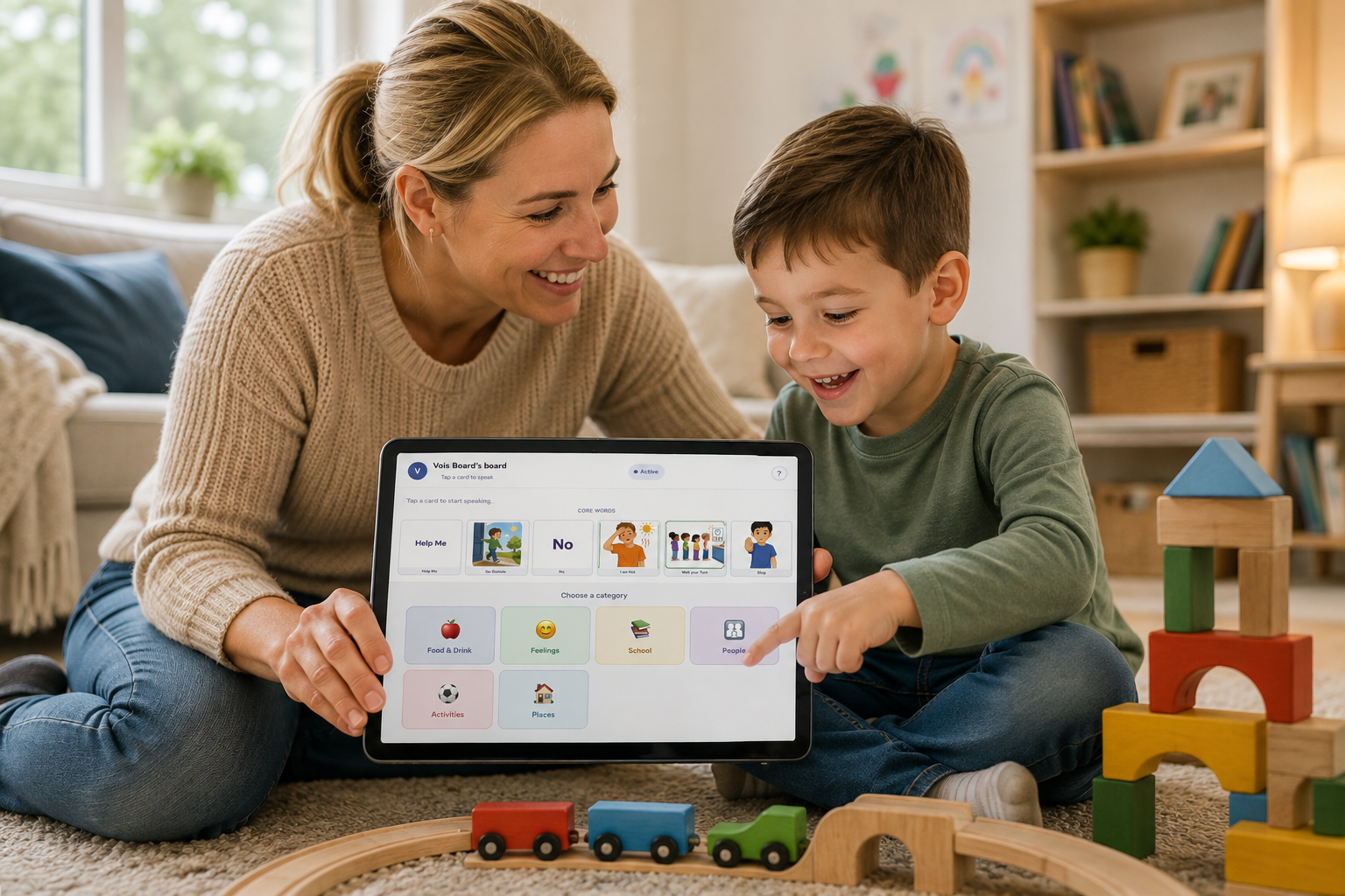 Mother and child using VOIS during playtime