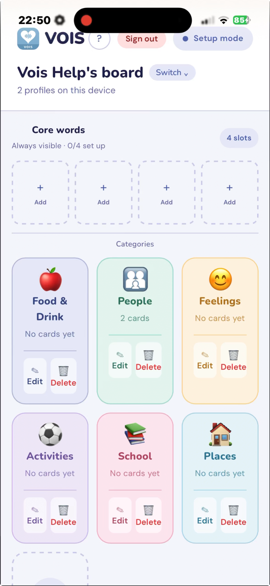 VOIS starting page